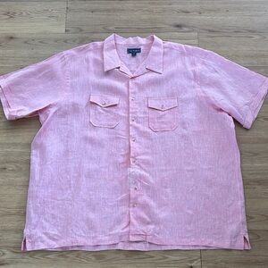 Paul Fredrick Mens Linen Button Down Shirt Short Sleeve 4X
Pink Red Big/Tall New